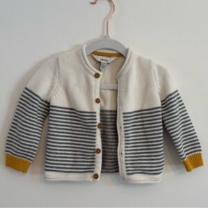 Joules Off-White and Gray Striped Baby Cardigan